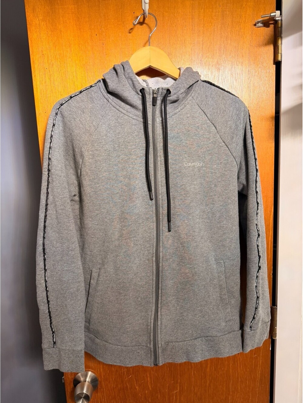 Calvin Klein Performance Ruched Sleeve Zip-Up Hoodie Grey Size Small